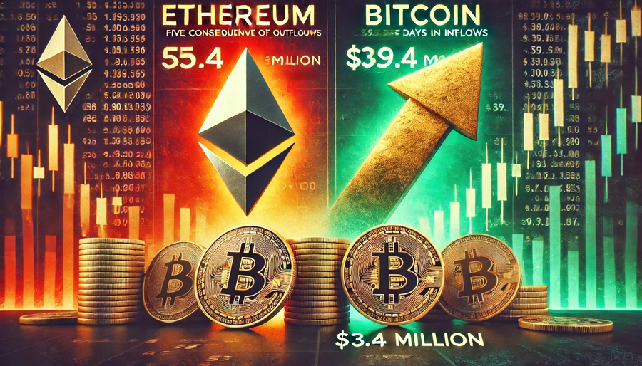 Los ETF de Bitcoin registran entradas de $39,4 millones en medio de las salidas de los ETF de Ether
