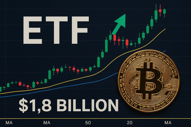 Los ETF de Bitcoin al contado en EE. UU. registran un sólido rendimiento con 1800 millones de dólares en entradas